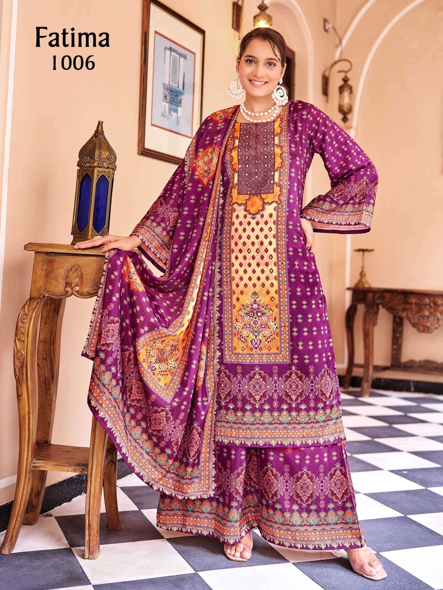 Beautiful designer digital printed sharara suit