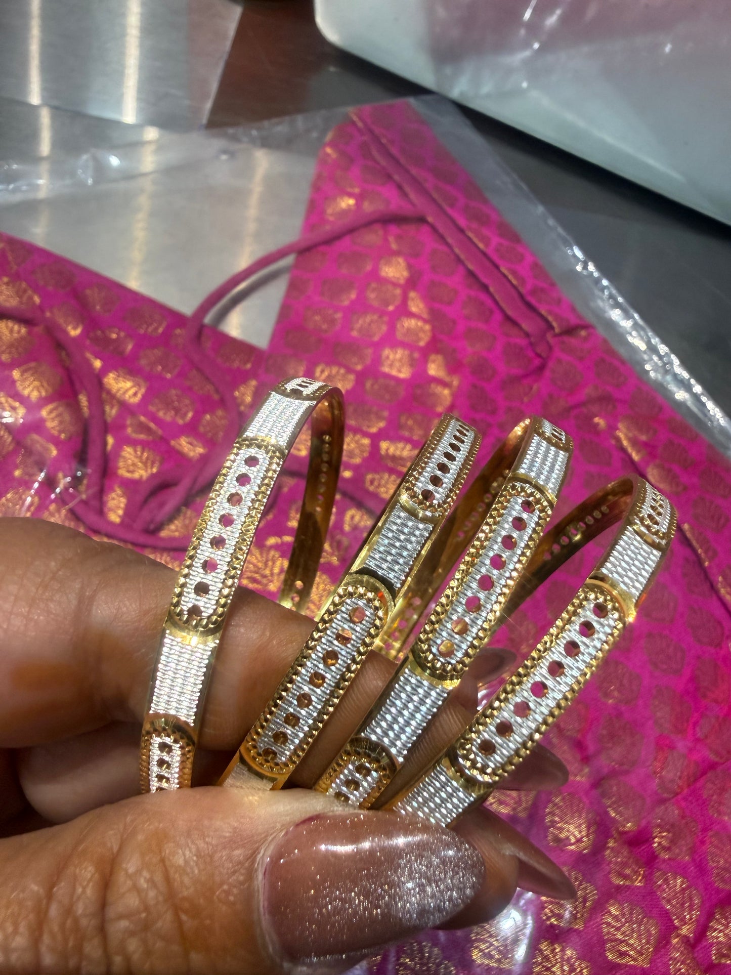 Beautiful designer gold plated bangle set