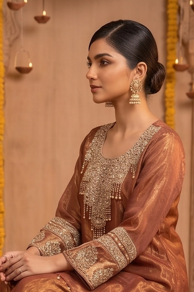 Jimmy Choo Silk plazo Suit With Rose Gold Trim