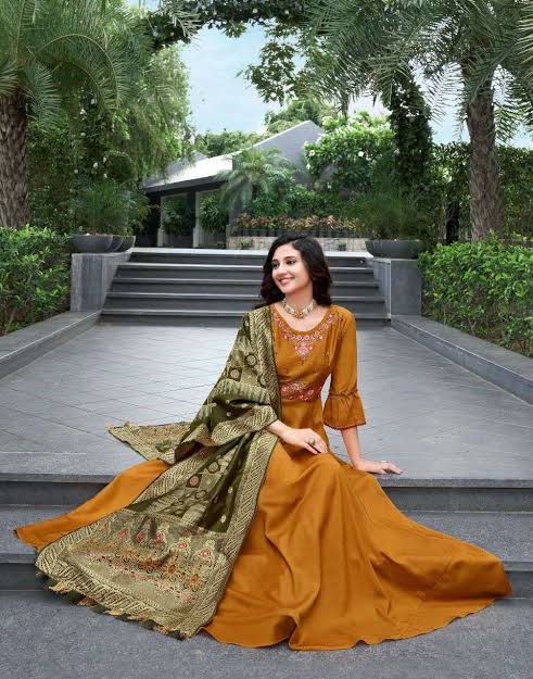 Beautiful designer gown with silk duppatta