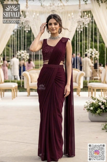 GOLDEN GLOW LUXE DRAPED SAREE SET