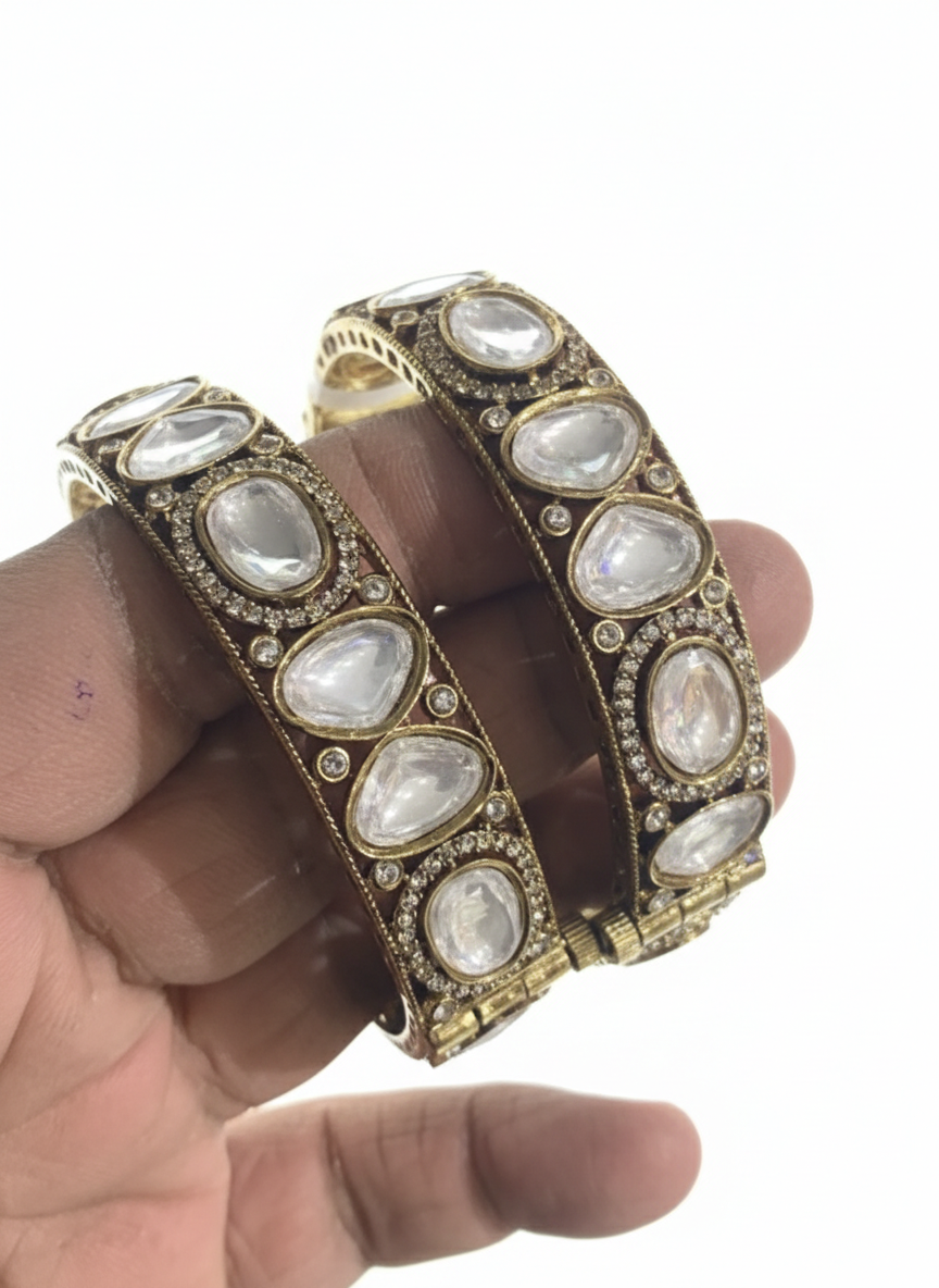 Beautiful designer Mossonite kara bangle set
