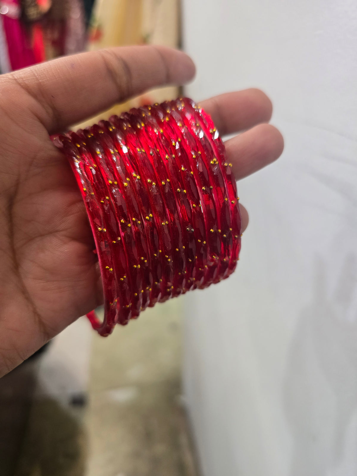 Beautiful designer rain drop glass bangles size 2.10