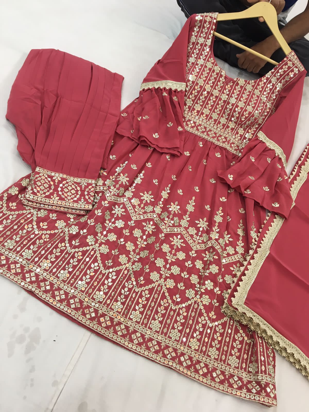 Beautiful designer peplum top with Afghani salwar