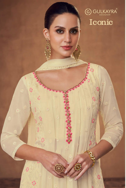 Beautiful designer lucknowi embroidery nyra cut plazo suit