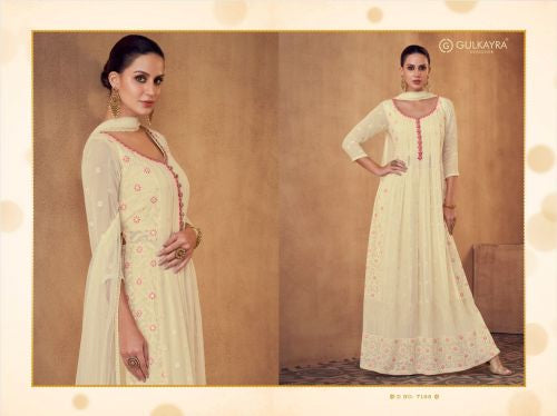 Beautiful designer lucknowi embroidery nyra cut plazo suit