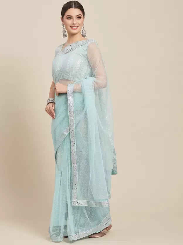 Beautiful designer net saree with readymade blouse