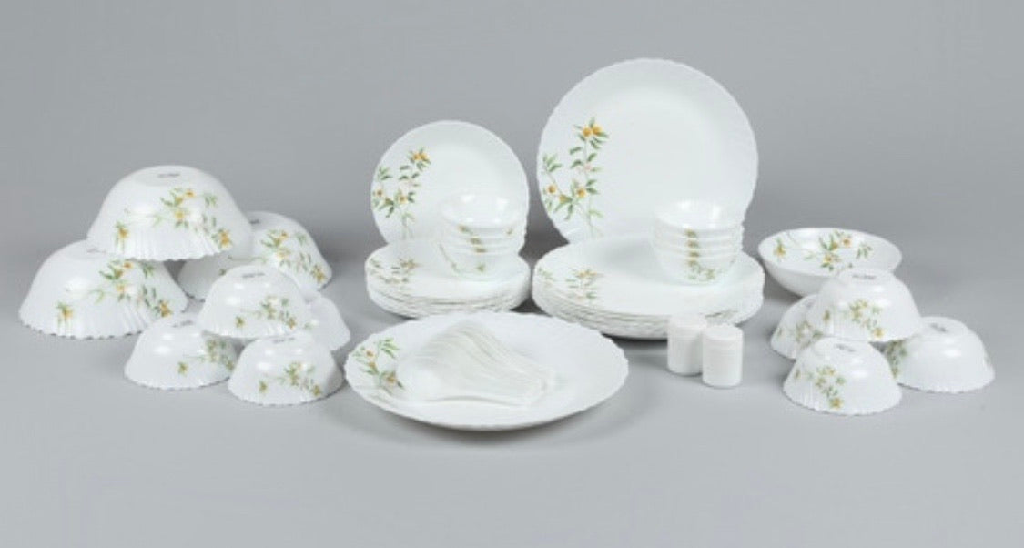 Vivid Green Opalware Dinner Set - 35 Pieces By La Opala