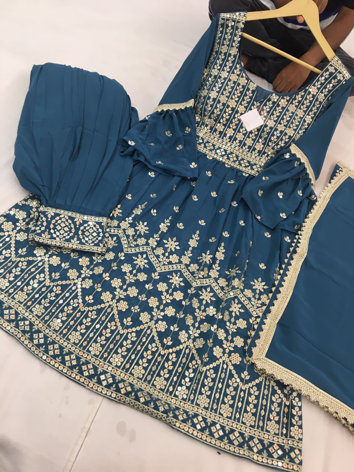 Beautiful designer peplum top with Afghani salwar