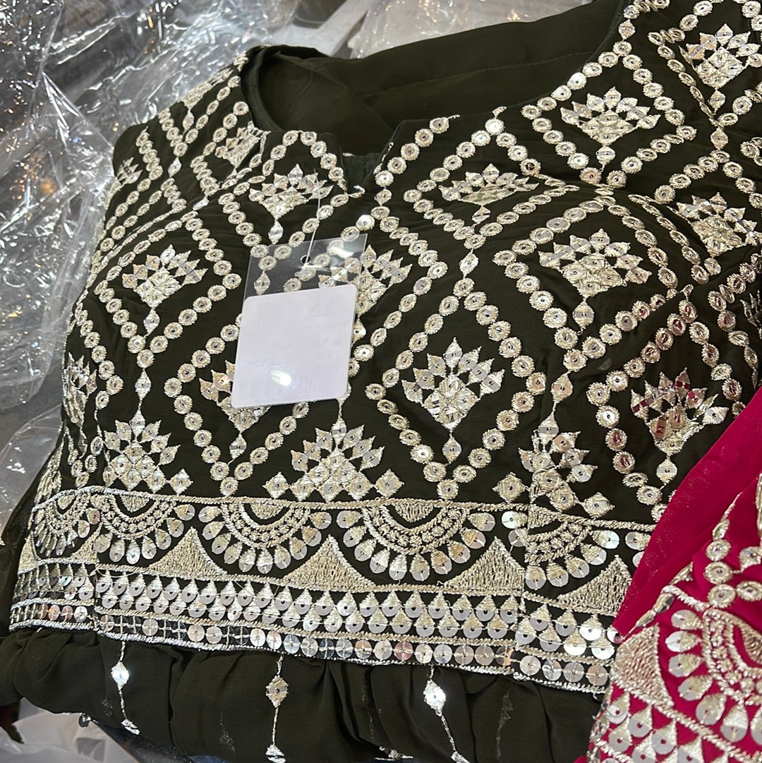 Beautiful designer peplum top with Afghani salwar