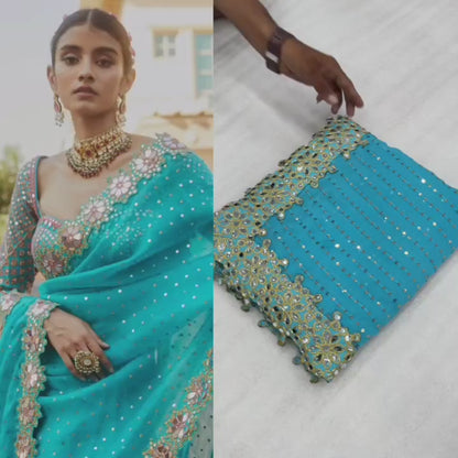 Beautiful designer saree with readymade blouse