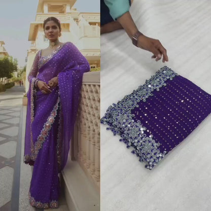 Beautiful designer saree with readymade blouse
