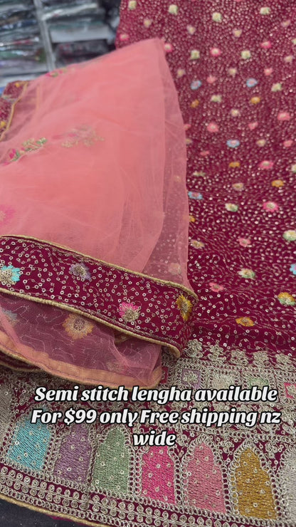 Beautiful designer semi stitch lengha choli