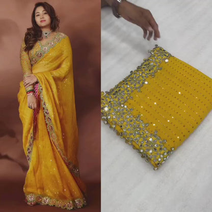 Beautiful designer saree with readymade blouse