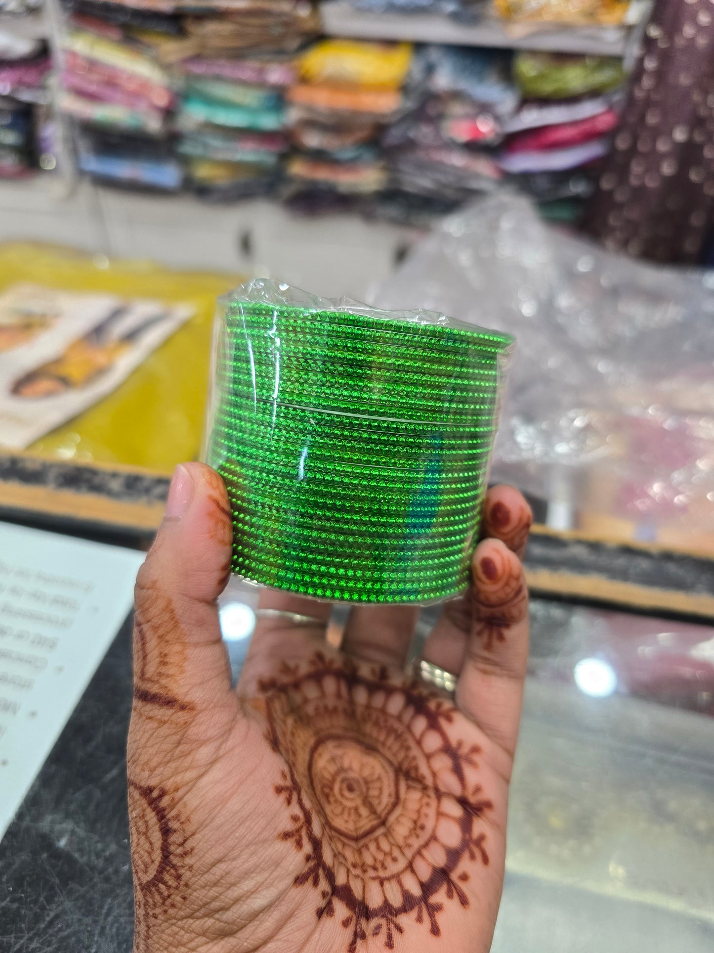 Beautiful designer metal plain bangle green