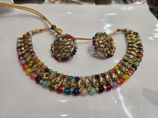 Beautiful designer necklace set with matching studs earrings
