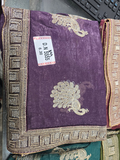 Beautiful designer hand embroidery jimmy choo  saree