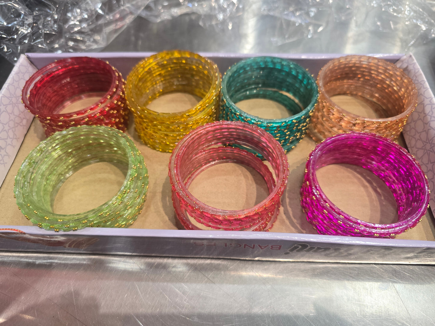 Beautiful designer raindrop glass bangles  box combo