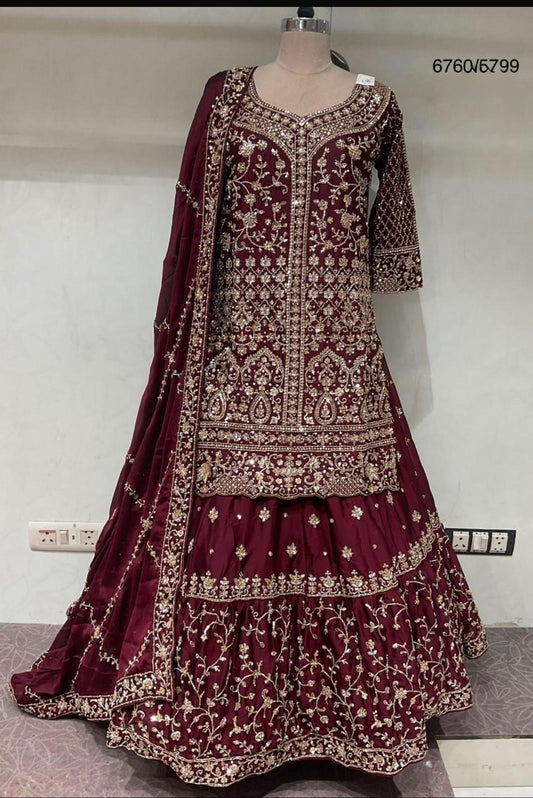 Beautiful designer long top lengha suit
