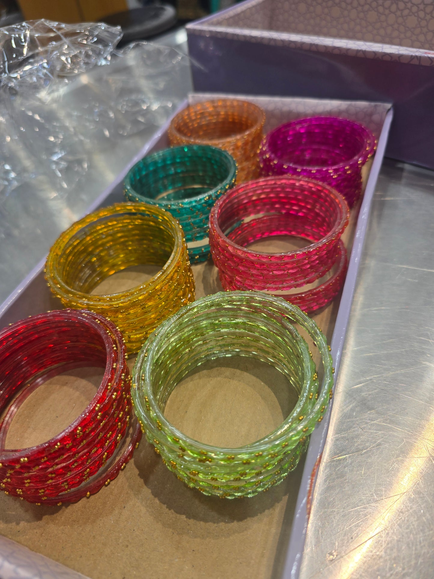Beautiful designer raindrop glass bangles  box combo