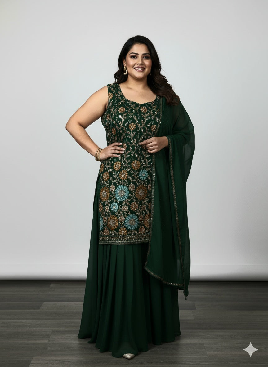 Beautiful designer plus size plazo suit