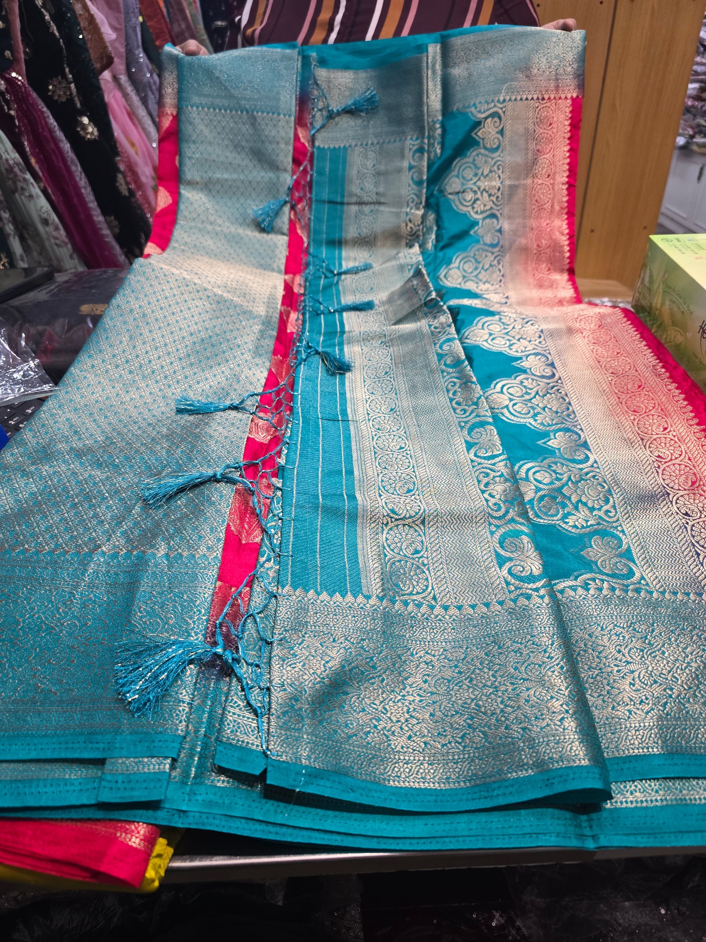 Beautiful designer temple silk saree