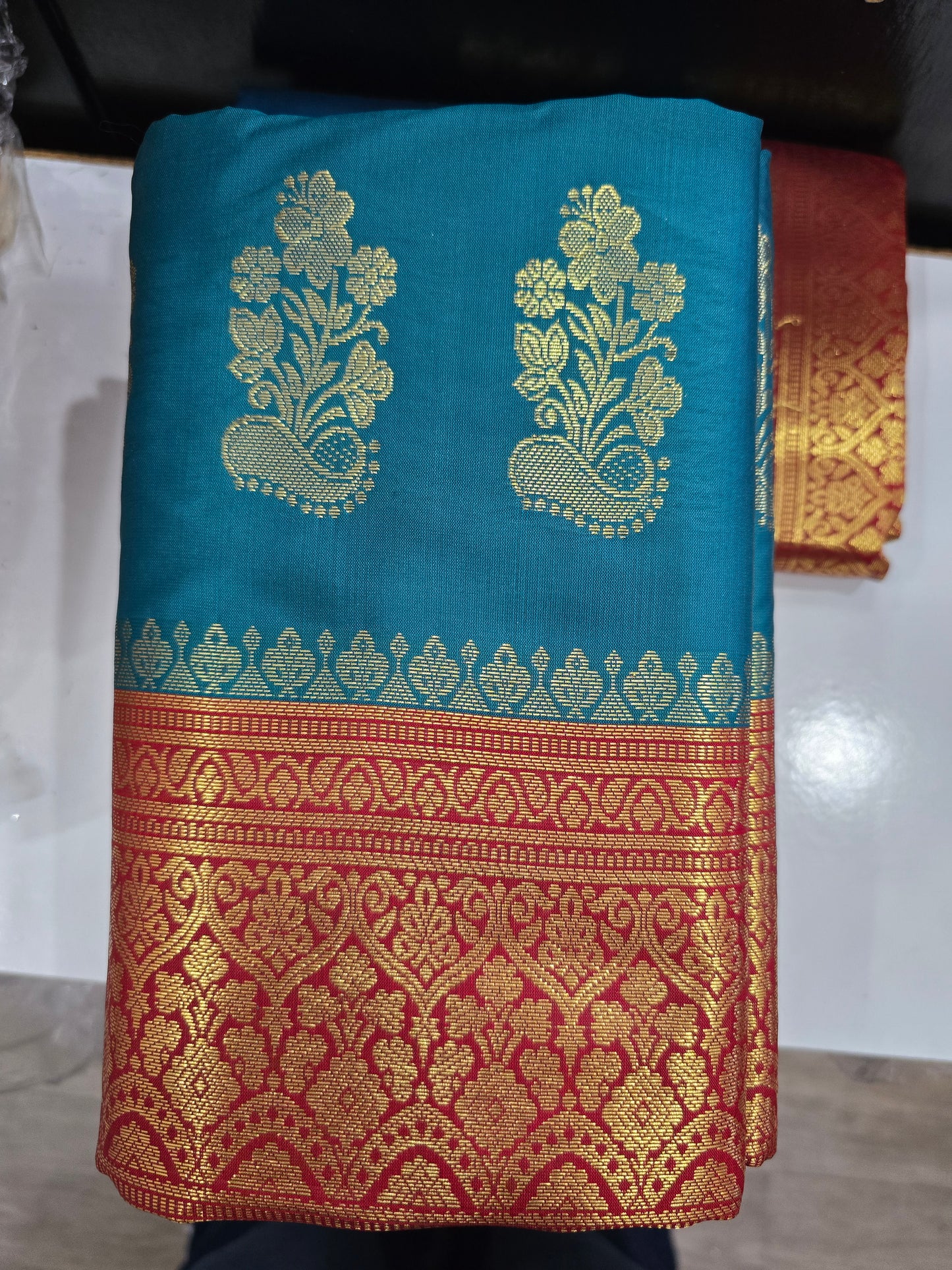 Beautiful designer temple silk saree