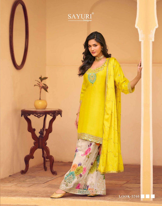 Beautiful designer printed sharara suit