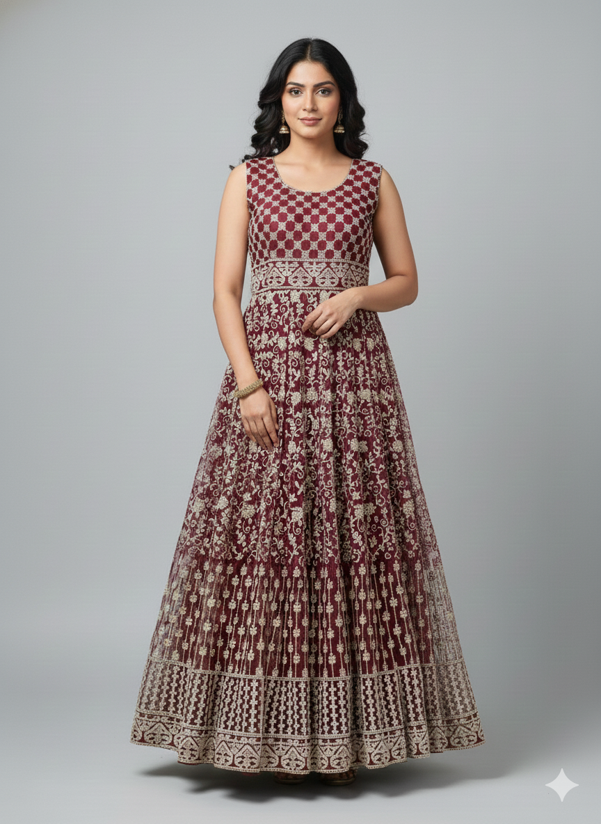 Beautiful designer fully embroidered anarkali suit