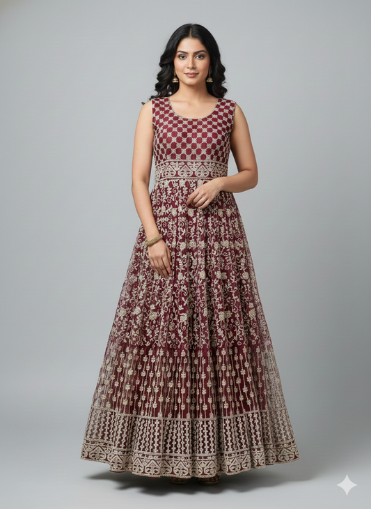 Beautiful designer fully embroidered anarkali suit