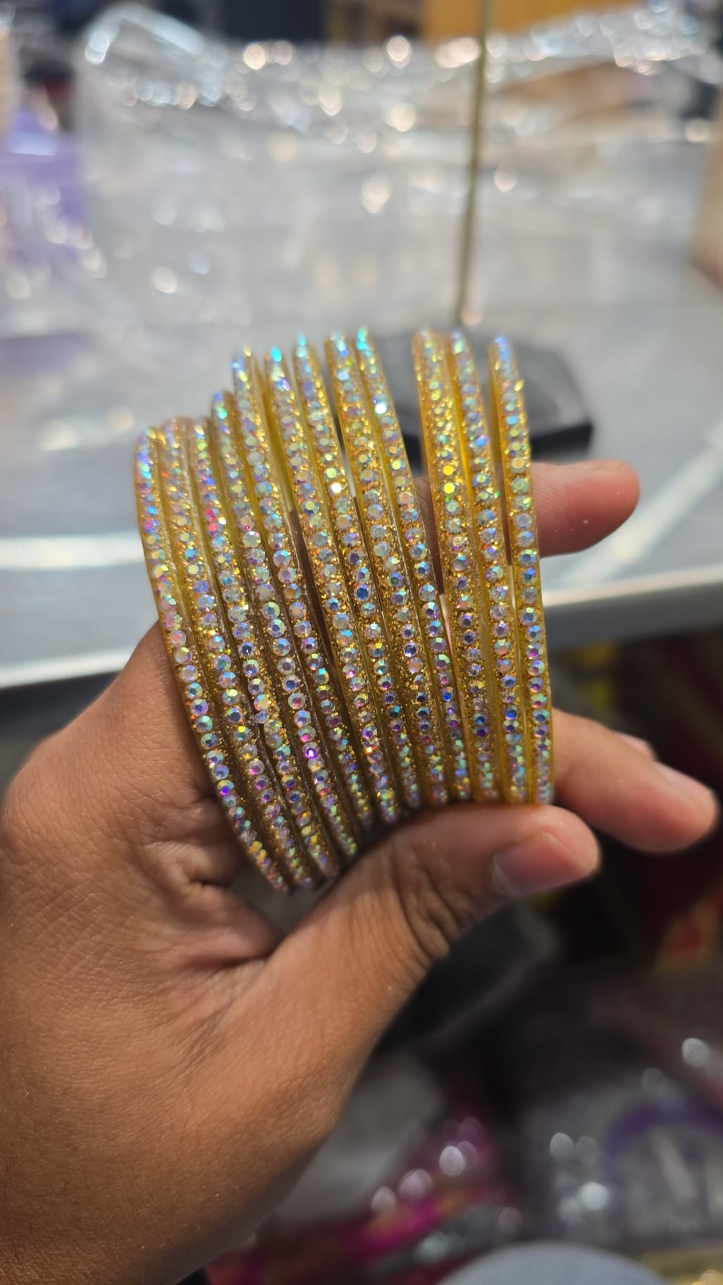 Beautiful designer gold glass bangles
