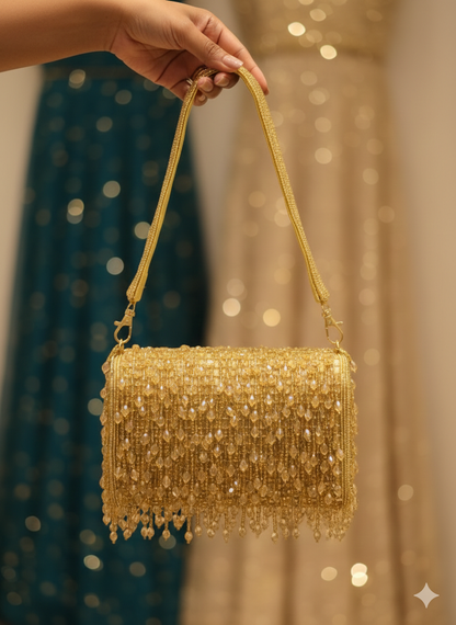 Beautiful designer wedding purse with crystal hanging