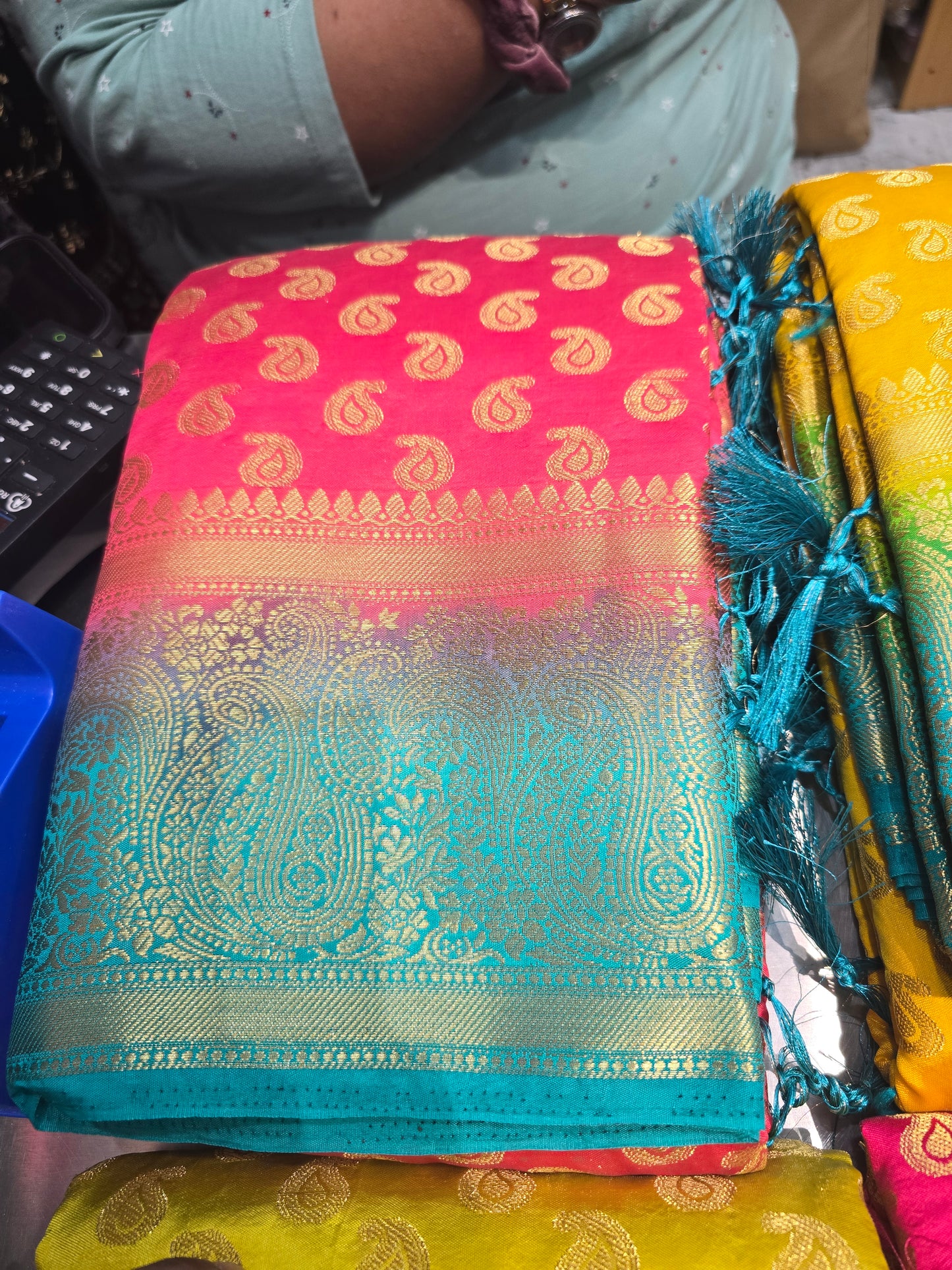 Beautiful designer temple silk saree