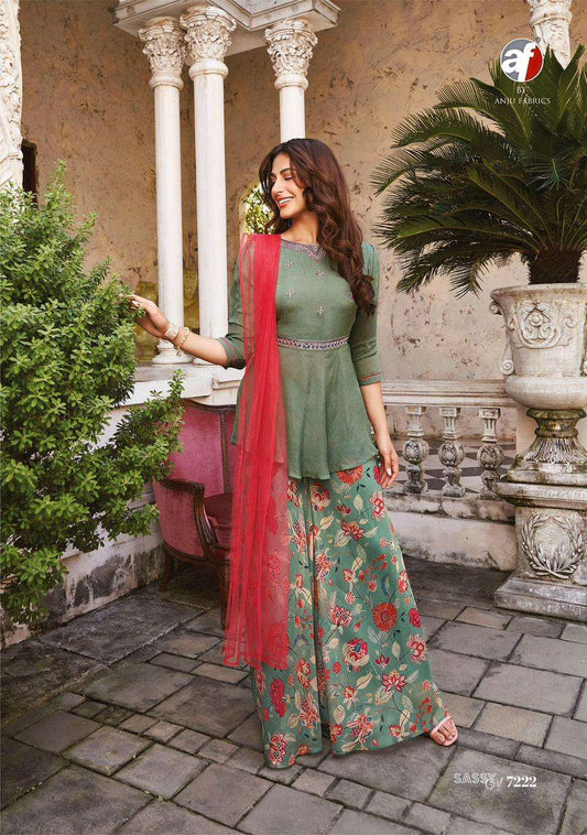Beautiful designer casual plazo suit with peplum top