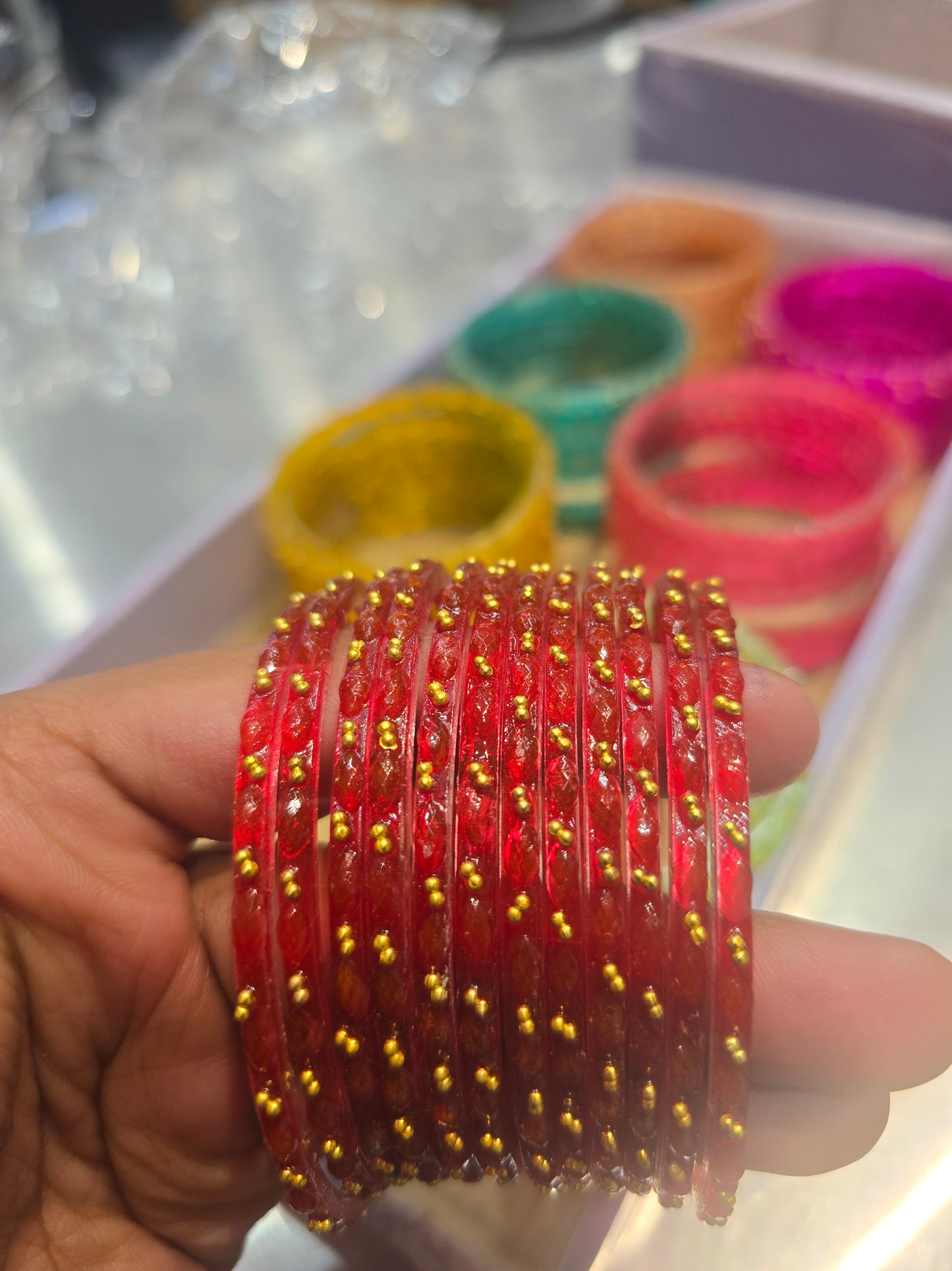 Beautiful designer raindrop glass bangles  box combo