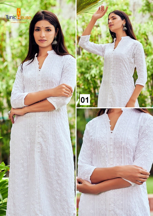 Beautiful designer CHIKANKARI SEQUENCE WORK KURTI