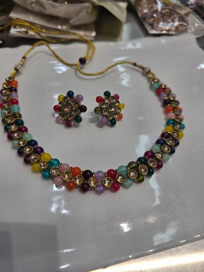 Beautiful designer necklace set with matching stud earrings