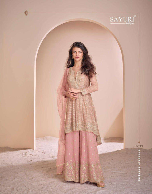 Beautiful designer plazo suit with front slit