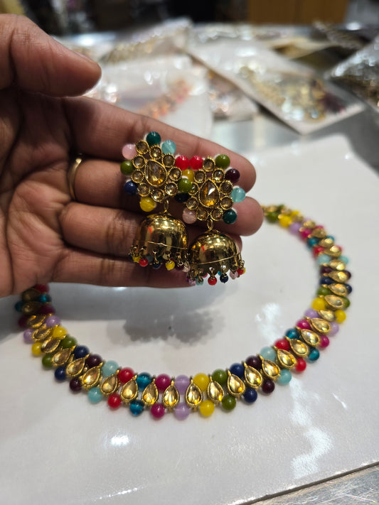 Beautiful designer necklace set with matching earrings