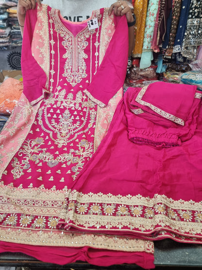 Beautiful designer fully embroidery plazo suit