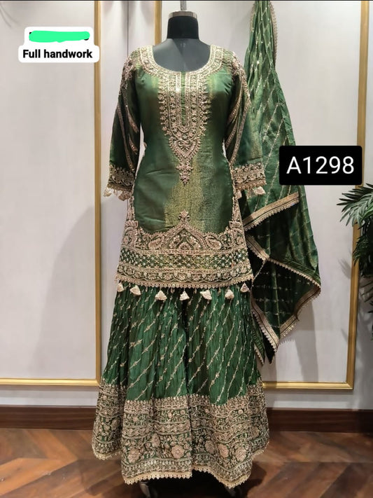 Beautiful designer heavily embroidery jimmy choo sharara suit