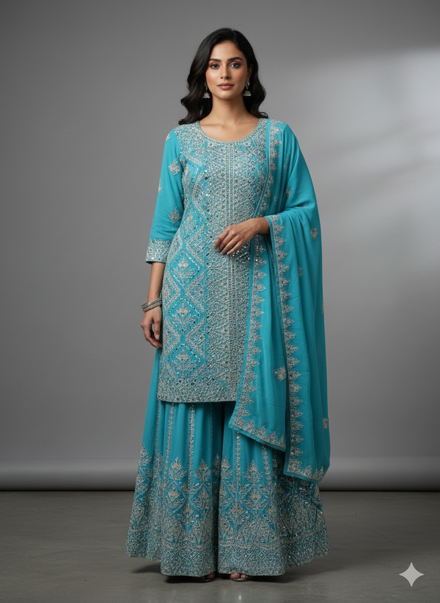 Beautiful designer plazo suit