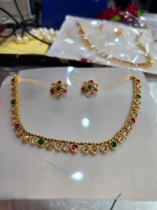 Beautiful designer polki necklace set