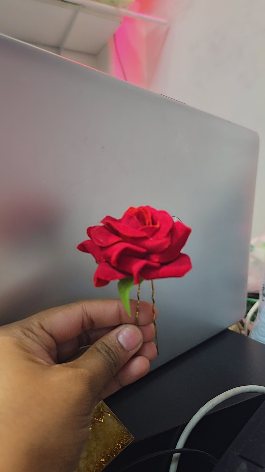 Rose hair bun pin