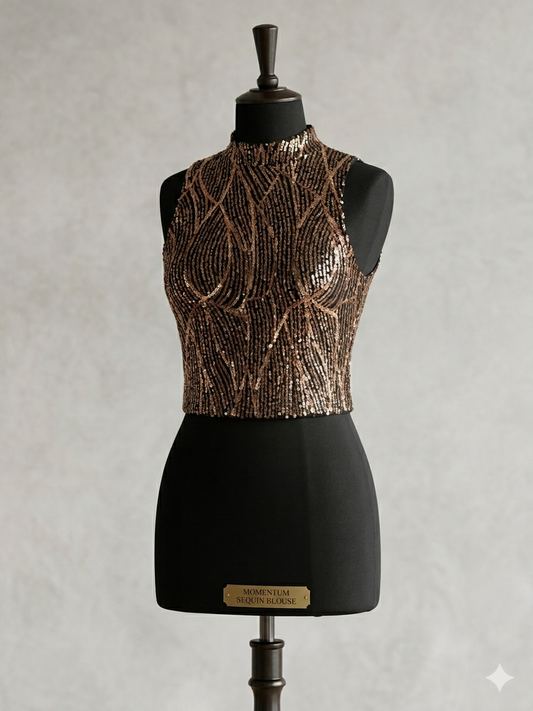 Beautiful designer halter neck sequins work blouse