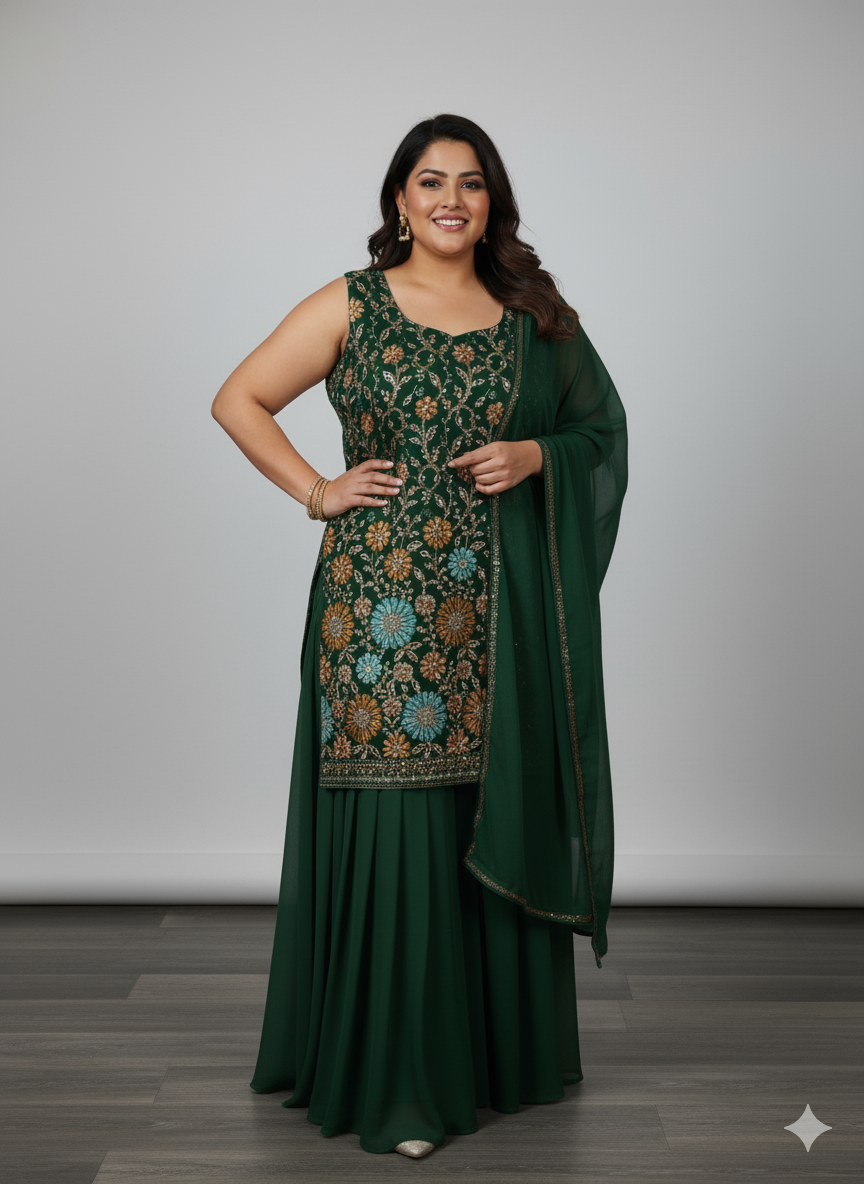 Beautiful designer plus size plazo suit