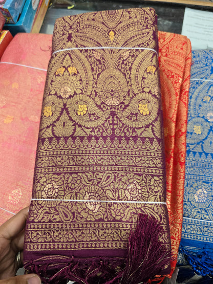 Beautiful designer silk saree with gold zari work