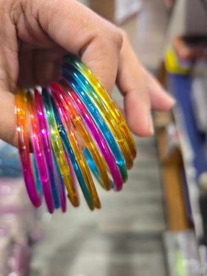 Beautiful designer multicoloured jelly glass bangles