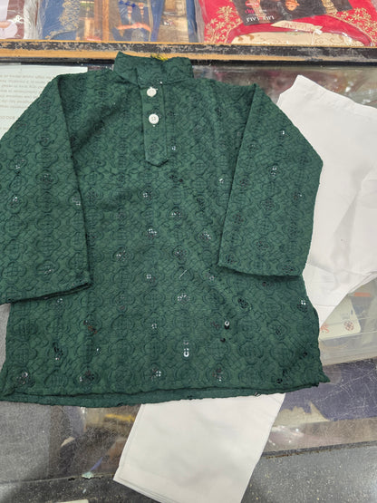 Beautiful designer chikankari kurta pyjama for baby boys