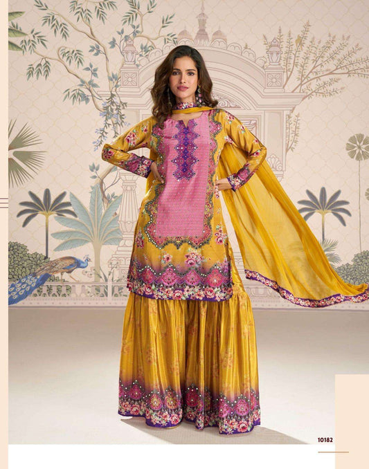 Beautiful designer printed sharara suit